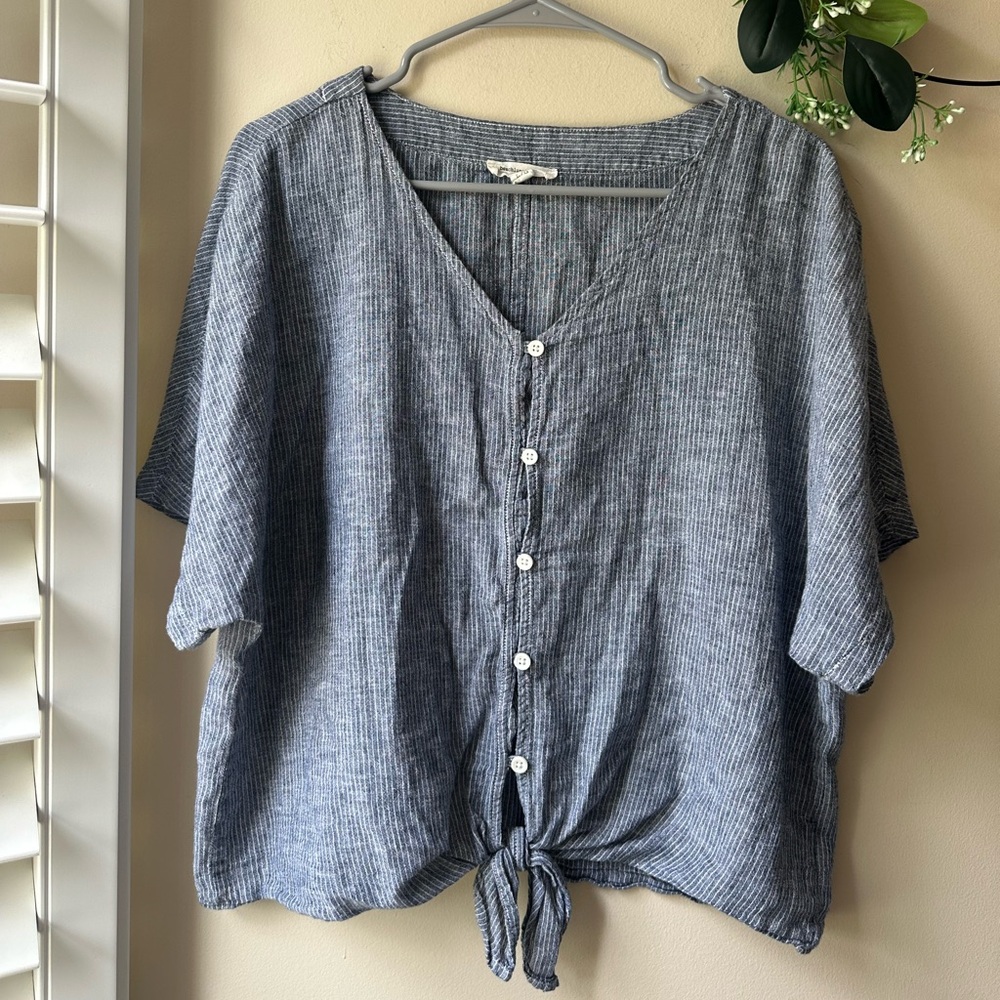beachlunchlounge Navy Striped Button-Down Shirt